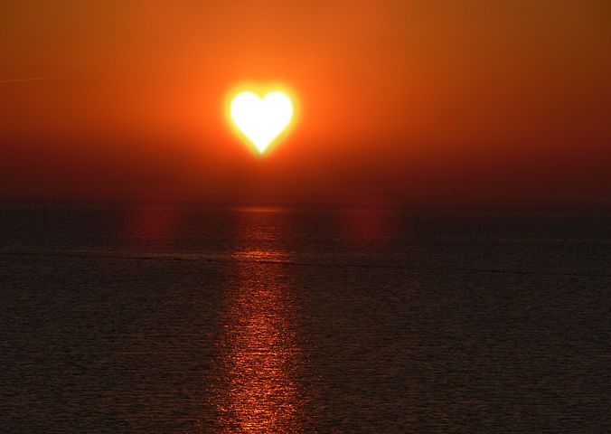 heart shaped sun set